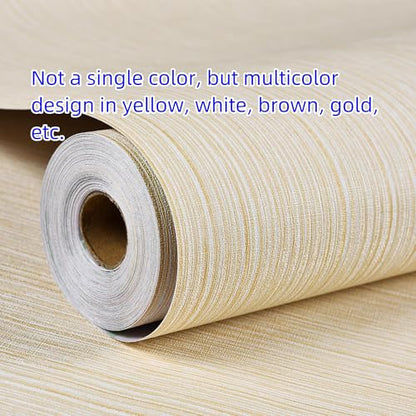 Haimin Grasscloth Wallpaper Textured 24in X 393in Fabric Contact Paper Textured Linen Wall Paper Peel and Stick Self-Adhesive Thick Vinyl Embossed Wallpaper (Yellow) - color: Yellow
