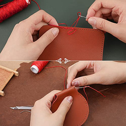 Waxed Thread, Upholstery Needle and Thread 32 Yards Red - color: Red, size: 32Yard