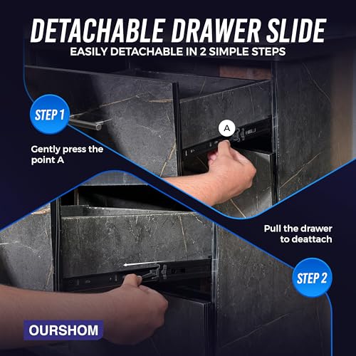 22 Inch Drawer Slides 1 Pairs (2pcs) Side Mount Rails - Heavy Duty Full Extension Ball Bearing – Drawer Slide Glides for Cabinet Kitchen, Dresser Runners - Draw Slides Sliders 100Lb Capacity - color: Black, size: 22 Inch