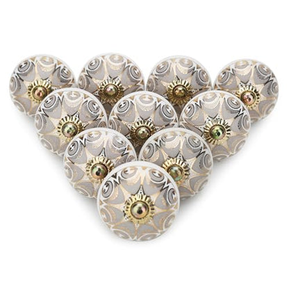 Grey Boho Ceramic Cabinet Knobs (Pack of 10) - color: Gray, style: Art Deco