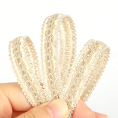 6.5 Yard Handmade Basic Trim,0.59" Diameter Gimp Braid-Beige - color: beige, size: 6.5