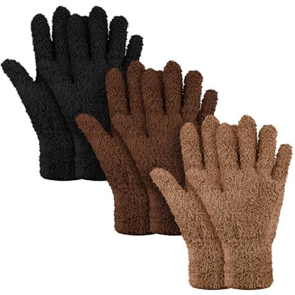 Patelai 3 Pairs Microfiber Dusting Gloves for Plants Leaf, Medium - color: Black, Brown, Dark Brown, size: Medium