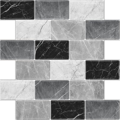 10 Sheets Peel and Stick Backsplash for Kitchen 12"X12" Renter Friendly Backsplash Back Splash Adhesive Subway Wall Tile Flat Vinyl Sticker for Bathroom Grey Marble (Not 3D Tile)