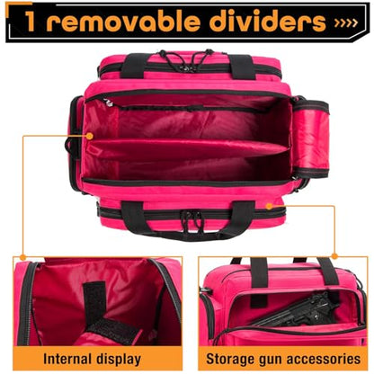 Range Bag -Medium Size Gun Range Bag for Handguns,Pistols and Ammo - color: Pink