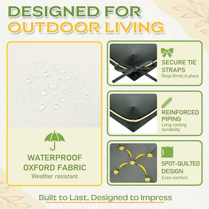 Oxford Fabric Swing Cushions with Backrest & Tie Straps for Patio Bench - color: Gray