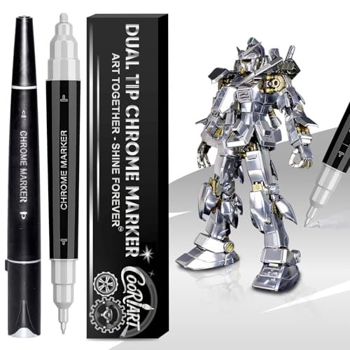 2PK Dual Tip Liquid Chrome Markers, Permanent Mirror Chrome Pens - color: 2PK Dual Tip - Chrome
