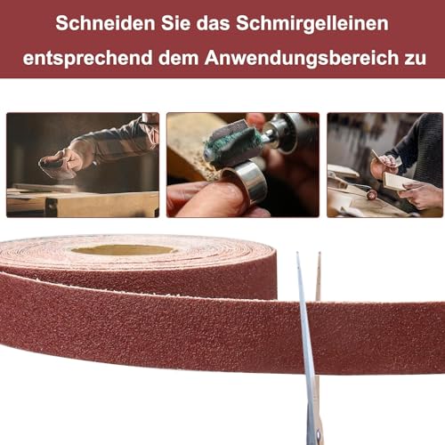 Emery Cloth Roll 240 Grit, 1 Inch x 33 Feet Heavy Duty Sandpaper - size: 10 meters, style: 240 Grit