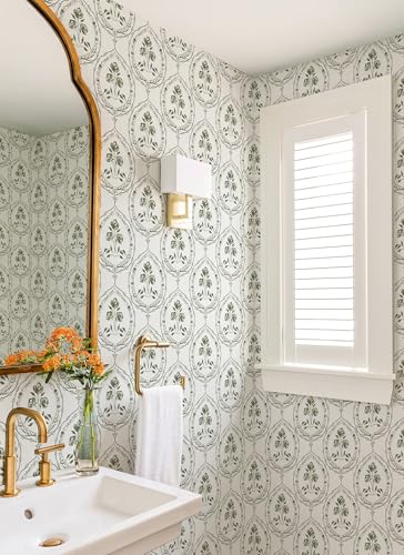 Boho Floral Peel and Stick Wallpaper Green Self Adhesive Wallpaper - color: Green