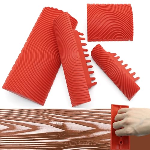 Wood Grain Tool - Natural Woodgrain Maker for Decorative Painting Premium Wood Graining Tool Set Enhance Your DIY Projects with Wood Grain Patterns - color: Pack of 4