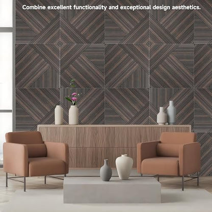 TO-TH Sound Absorbing Panels Peel and Stick Wall Panel 6Pack, Rustic Walnut - color: Rustic Walnut