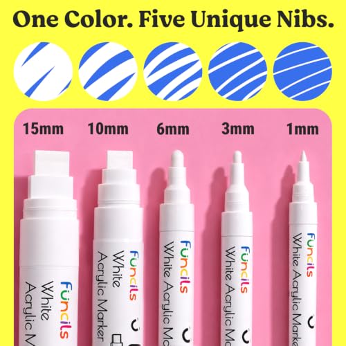 5 White Acrylic Paint Pens for Rock Painting, Wood, Fabric, Metal - color: White