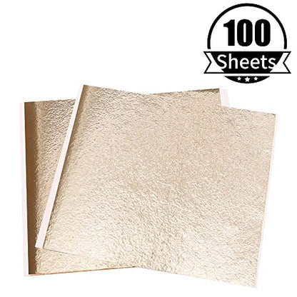 KINNO Imitation Gold Leaf Sheets 100 PCS Antique Gold, 5.1 by 5.3 Inches - color: antique gold
