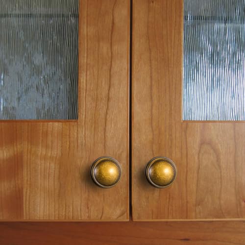 6Pack Antique Brass Cabinet Knob with Backplate Round Drawer Knob - color: Antique Brass, style: Round Plaquette
