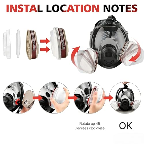 Reusable Full Face Respirator Mask for Chemicals,Spray Painting,Sanding,Epoxy Resin,Industrial,Paint,Grinding work.