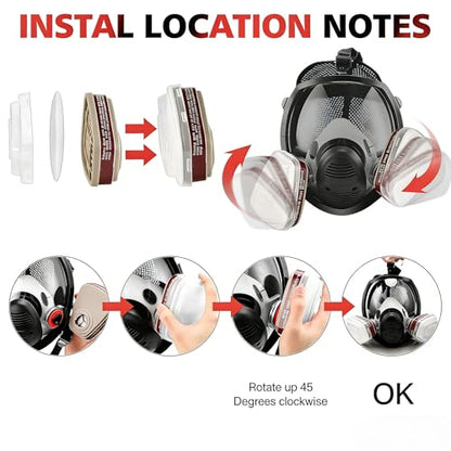 Reusable Full Face Respirator Mask for Chemicals,Spray Painting,Sanding,Epoxy Resin,Industrial,Paint,Grinding work.