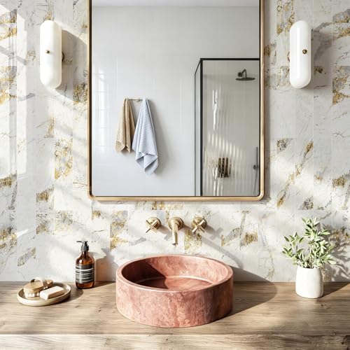 Vamos Tile Peel & Stick Backsplash on Subway Tile,40-Pack 3''x12'',Glossy - color: Pandora Marble with White Grout