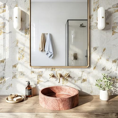 Vamos Tile Peel & Stick Backsplash on Subway Tile,40-Pack 3''x12'',Glossy - color: Pandora Marble with White Grout