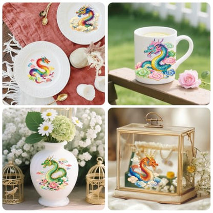 Peacoblue Chinese Dragon, Clouds Rub On Transfers Sticker for Craft - style: Chinese Dragon and Auspicious Clouds