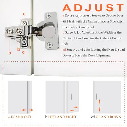 BESTEEL 100 Pack 1/2 inch Overlay Soft Close Cabinet Door Hinges for Kitchen Cabinet Hinge, 100 Degree Opening Angel, Stainless Concealed Kitchen Cabinets Hinge Self Closing with Drilling Tool &Manual - size: 100 PCS