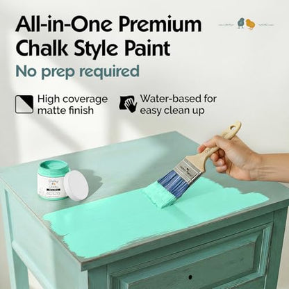 Chalky Chicks Cenote 4 Fl Oz Chalk Paint for Furniture All in One - color: Cenote (Teal Blue), size: 4 Fl Oz (Pack of 1)