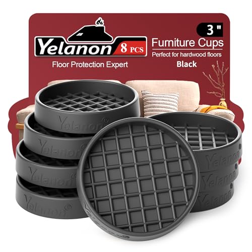 Non Slip Furniture Pads for Hardwood Floors -Yelanon 8Pcs 3” Coasters Cups - color: 8pcs3"round Black Square