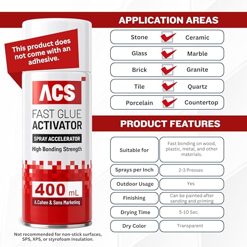 ACS Fast Glue Activator Spray, High Bonding Strength, 400ml - size: Activator