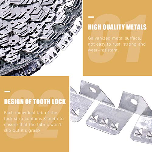 65 ft Flexible Metal Tack Strip Three-Tooth Upholstery Premium Heavy Duty Curve Ease Grip for Furniture, Chairs, Sofa, Bed Repair - size: ys/m