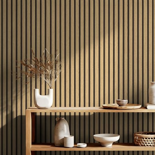 myforHD Wallpaper Peel and Stick Wood Grating Stripe Self-Adhesive Wallpaper Faux Wood Contact Paper Wood Slats Self Adhesive Wall Paper PVC Vinyl Film Removable Waterproof 17.3" x 118" - color: Wood F, size: 17.3" x 118.1"