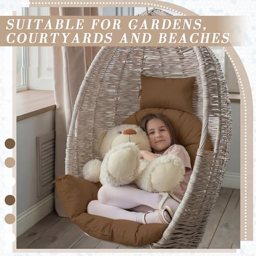 Tudomro Brown Waterproof Egg Chair Cushion with Pillow Filling 2.58 kg Replacement Rocking Wicker Chair Cushion 48" x 32" High Back Hanging Swing Hammock Pad Thicken for Outdoor Patio Garden - color: Brown