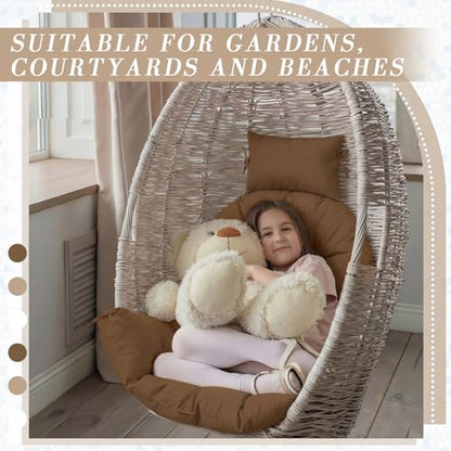 Tudomro Brown Waterproof Egg Chair Cushion with Pillow Filling 2.58 kg Replacement Rocking Wicker Chair Cushion 48" x 32" High Back Hanging Swing Hammock Pad Thicken for Outdoor Patio Garden - color: Brown