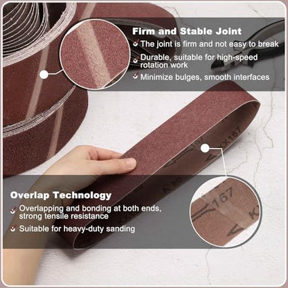 HARFINGTON 3 x 18 Inch Sanding Belts, 10 Pcs 50 Grit Aluminum Oxide Abrasive Belt Sander File Belt for Woodworking, Metal Polishing, Knife Sharpener - size: 3 x 18 Inch(50 Grit)