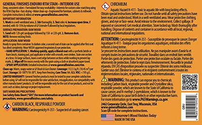 General Finishes Enduro RTM Water Based Wood Stain, 1 Quart, Burnt Umber - color: Burnt Umber, size: 1 Quart