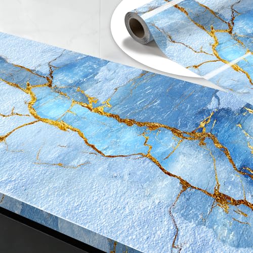 Nuxovilar Light Blue Crystal Marble Wallpaper Peel Stick 15.75x39.37 - color: YFW07271, size: 15.7" x 39.4"