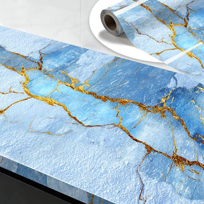 Nuxovilar Light Blue Crystal Marble Wallpaper Peel Stick 15.75x39.37 - color: YFW07271, size: 15.7" x 39.4"