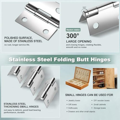 Mini Hinges Miniature Folding Butt Hinges Small Cabinet Folding Craft Hinge