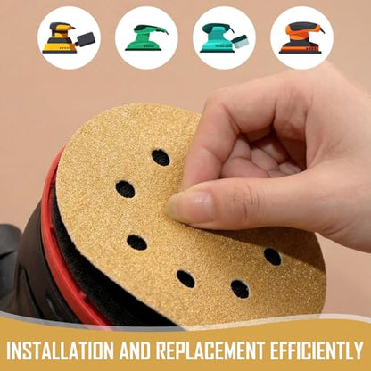 500 Pcs 5 Inch 8 Hole Sanding Discs, 60/80/120/220/320, Yellow - color: Yellow, size: 60/80/120/220/320