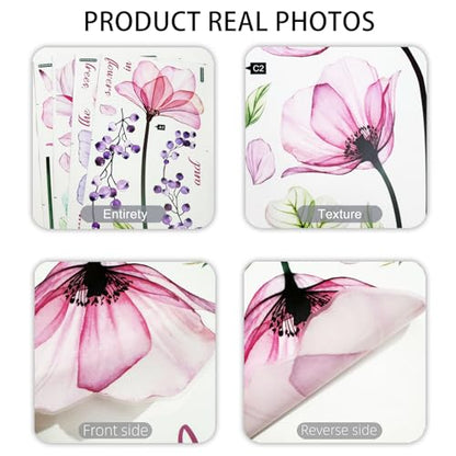 Vancoup 4 Sheets Huge Pink Flower Wall Stickers Self-Adhesive Art Decor - color: Pink Flower