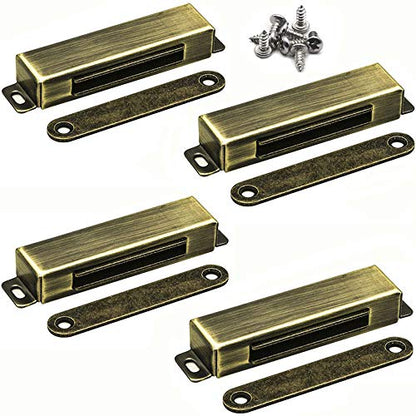 4 Pack Magnetic Cabinet Door Catch- Stainless Steel Closet Catches with Strong Magnetic- Furniture Latch 70 lbs (Bronze) - color: Bronze, size: 4