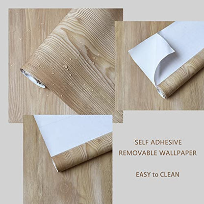 MelunMer Wood Wood Peel and Stick Wallpaper Faux Oak Removable 15.7”×78.7” - size: 15.7" x 78.7"