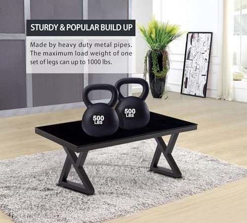 Taelakeni 16 Inch Metal Bench Coffee Table Legs, Set of 2, Black - color: Double Triangle, size: 16 IN