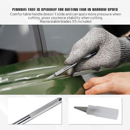 10PCS Window Tint Kit, Car Vinyl Wrap Application Tools, Auto Window Film Tinting Kit, Glass Protective Film Installation Set Includes Squeegees, Cutting Knife with Blades - size: 10PCS