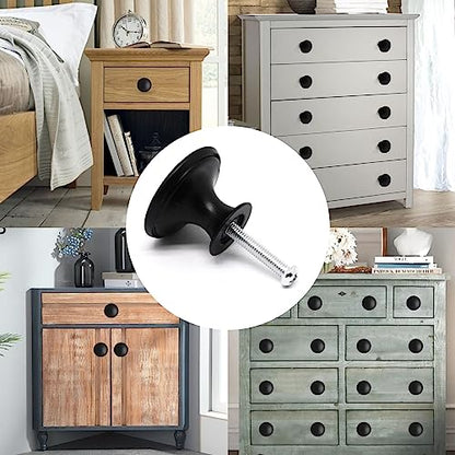 8 Pcs Black Cabinet Knobs, Round Dresser Knob Kitchen Drawer Knobs, Single Hole Cupboard Door Knob Dresser Drawer Pulls Handles - color: Black, size: 8 Pack