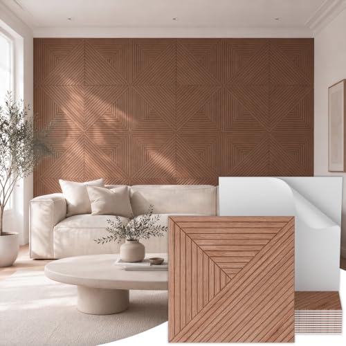 TONOR 12 Pack Acoustic Panels Peel and Stick, 23.6''x23.6''-46.5 sq.ft. - color: Walnut, size: 12 PCS