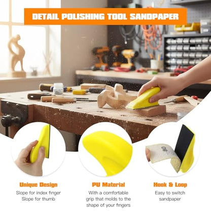 New Micro Detail Sander Kit, 80/120/ 180/240/ 320/400/ 600 Grit Sand Paper Assortment Wet Dry Hook & Loop Sandpaper for Painting Prep, Arts, Zips, Glass and Crafts