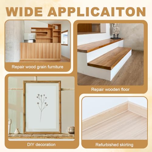 HARFINGTON Wood Grain Repair Tape 3" x16ft Self-Adhesive Repair Patch - color: Beige Wood, size: 3" x 16ft