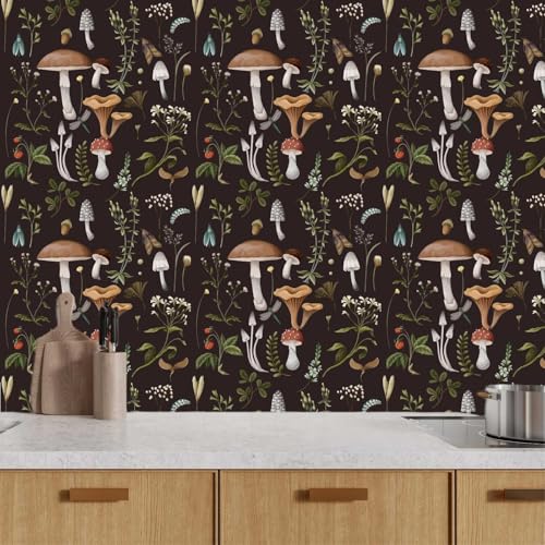 BaoHArtHome Mushroom Peel and Stick Wallpaper 17.7 x 9.8 ft