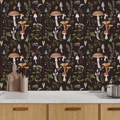 BaoHArtHome Mushroom Peel and Stick Wallpaper 17.7 x 9.8 ft
