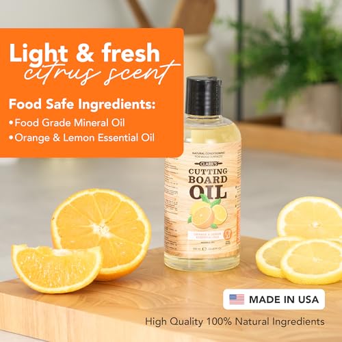 Cutting Board Oil 12 oz, Food Grade Mineral Oil Added Orange Lemon Scent - style: Orange & Lemon Scent - 12 Oz (Most Popular)