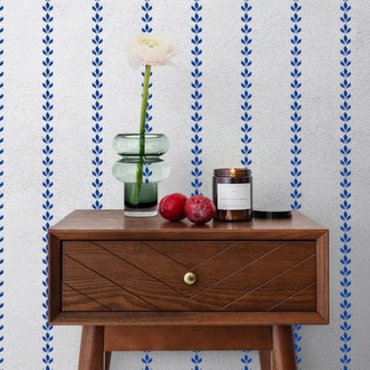 J Boutique Stencils Farmhouse Leaf Stripe Wall Stencil – Reusable DIY Wallpaper Alternative for Walls, Dressers & Cabinets – Clean, Modern Botanical Lines