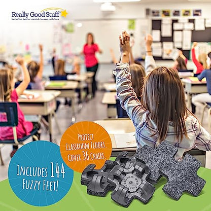 Really Good Stuff Fuzzy Feet Chair Glides, 144 Pieces - color: Grey